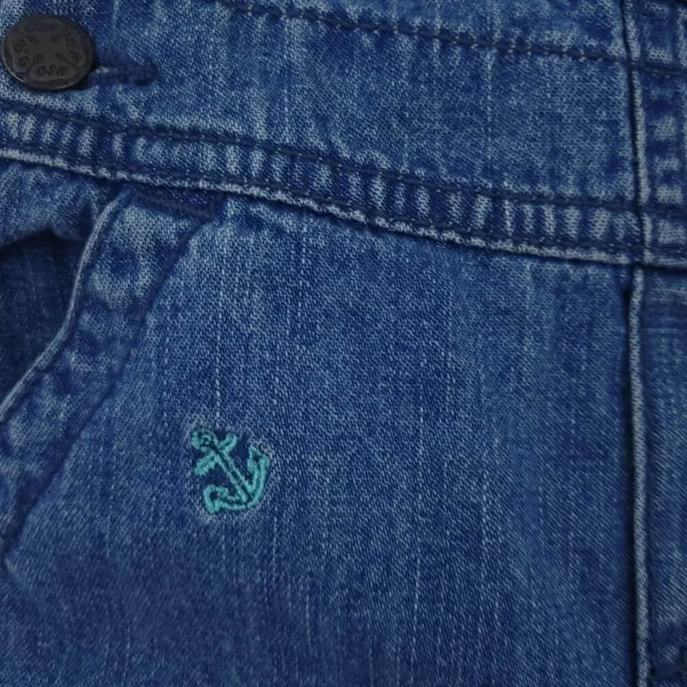 OshKosh BGosh Overalls Shortalls Blue Jean Size 12 Months Anchor Nautical